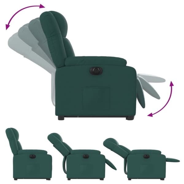 vidaXL Elektrisk reclinerfåtölj med uppresningshjälp mörkgrön tyg