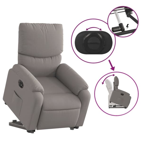 vidaXL Elektrisk reclinerfåtölj med uppresningshjälp taupe tyg