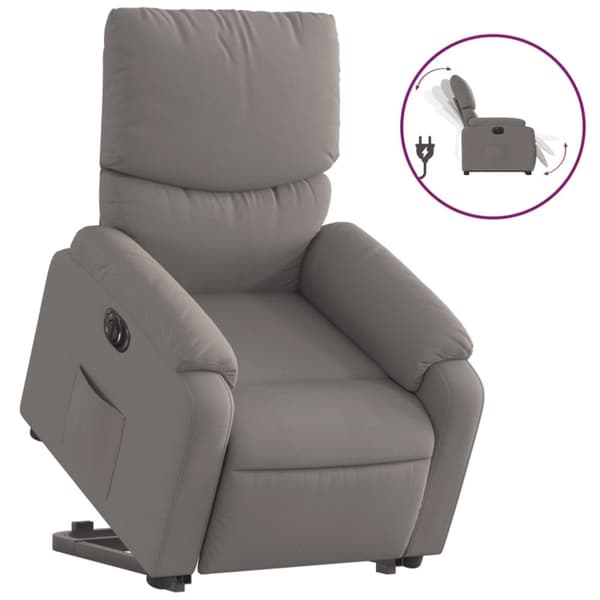 vidaXL Elektrisk reclinerfåtölj med uppresningshjälp taupe tyg
