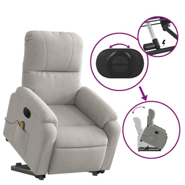 vidaXL Elektrisk massagefåtölj med uppresningshjälp mikrofibertyg