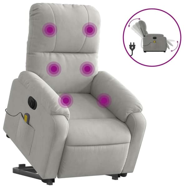 vidaXL Elektrisk massagefåtölj med uppresningshjälp mikrofibertyg