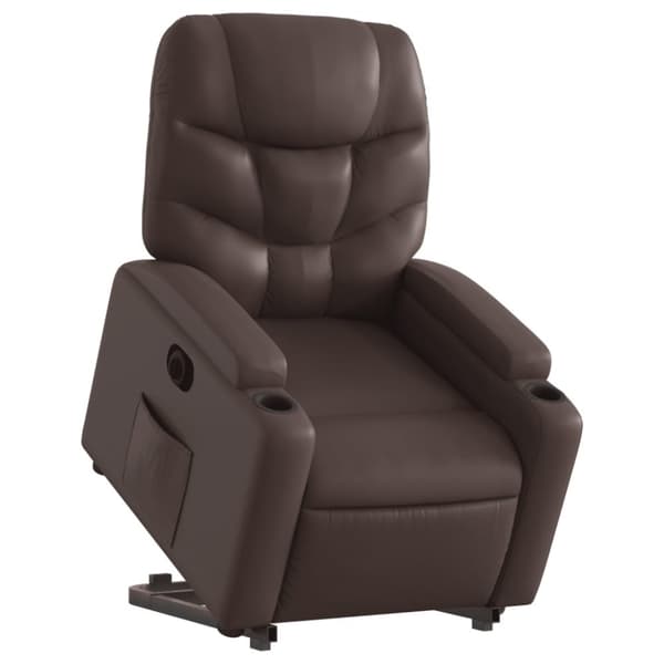 vidaXL Reclinerfåtölj med uppresningshjälp brun konstläder