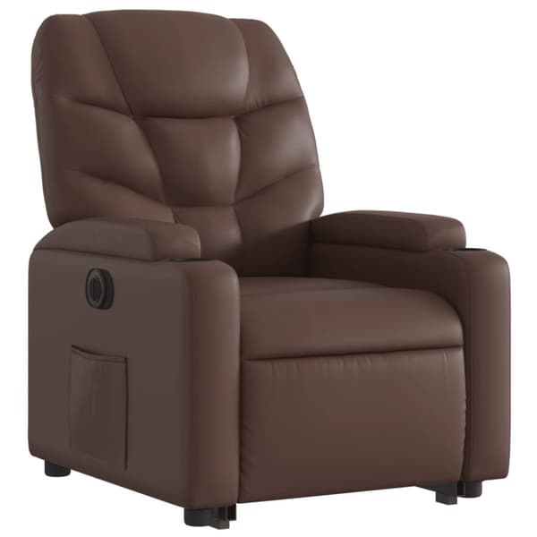 vidaXL Reclinerfåtölj med uppresningshjälp brun konstläder
