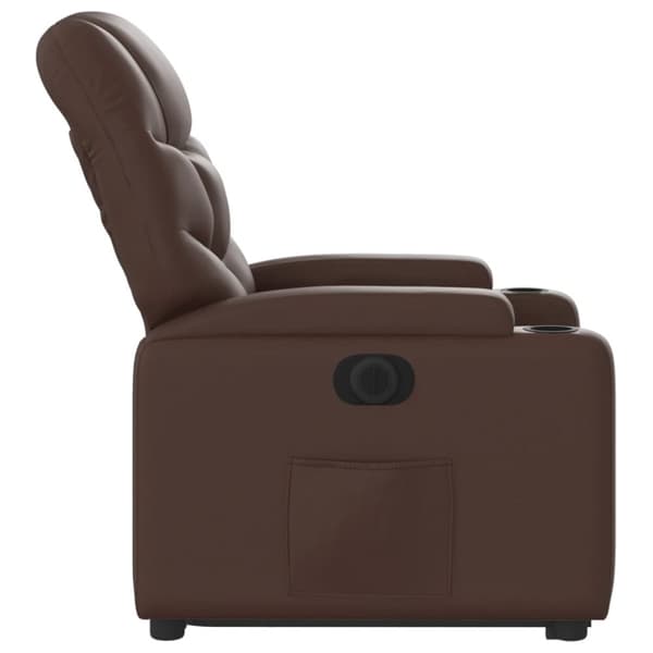 vidaXL Reclinerfåtölj med uppresningshjälp brun konstläder