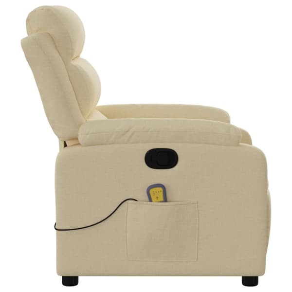 vidaXL Massagefåtölj gräddvit tyg