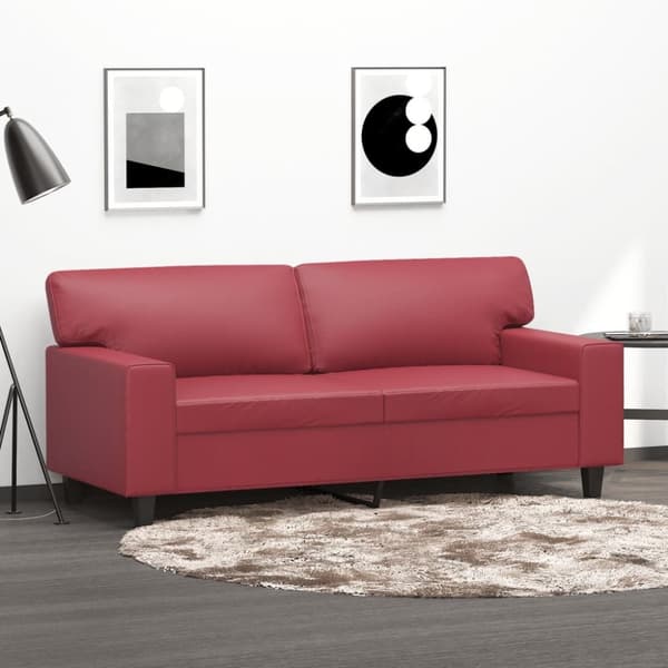 vidaXL 2-personers sofa 140 cm kunstlæder vinrød