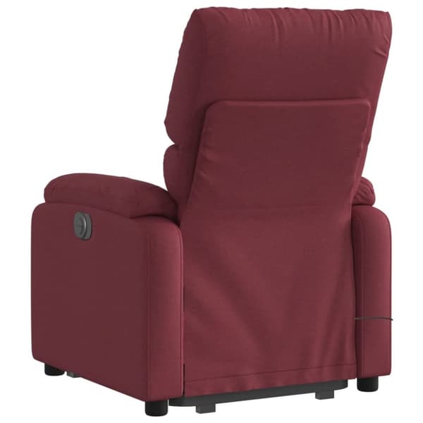 vidaXL Elektrisk massagefåtölj med uppresningshjälp vinröd tyg