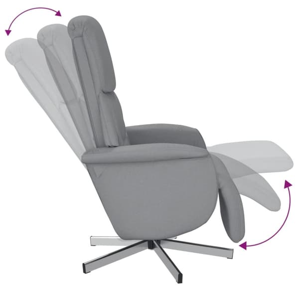vidaXL Reclinerfåtölj med fotstöd ljusgrå tyg