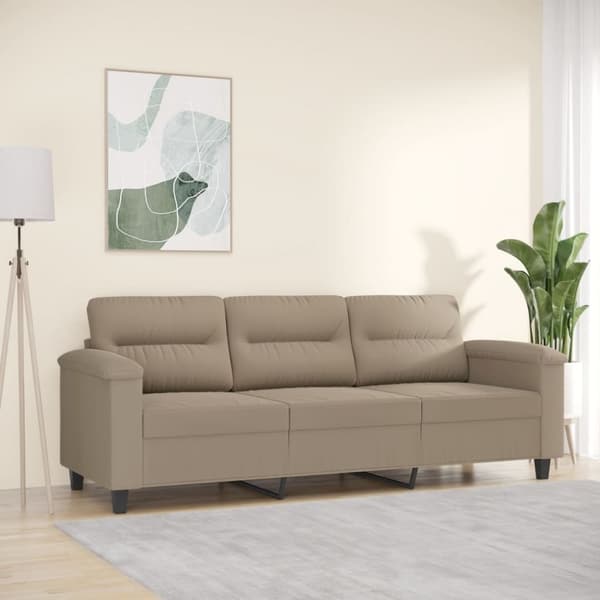 vidaXL 3-personers sofa 180 cm mikrofiberstof gråbrun