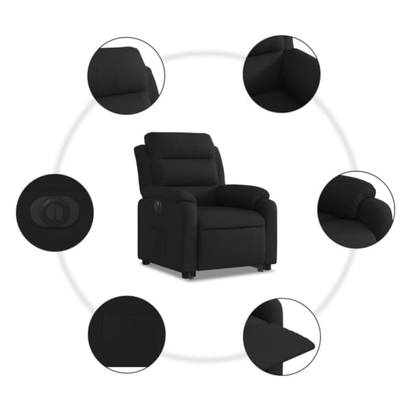 vidaXL Elektrisk reclinerfåtölj med uppresningshjälp svart tyg