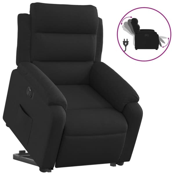 vidaXL Elektrisk reclinerfåtölj med uppresningshjälp svart tyg