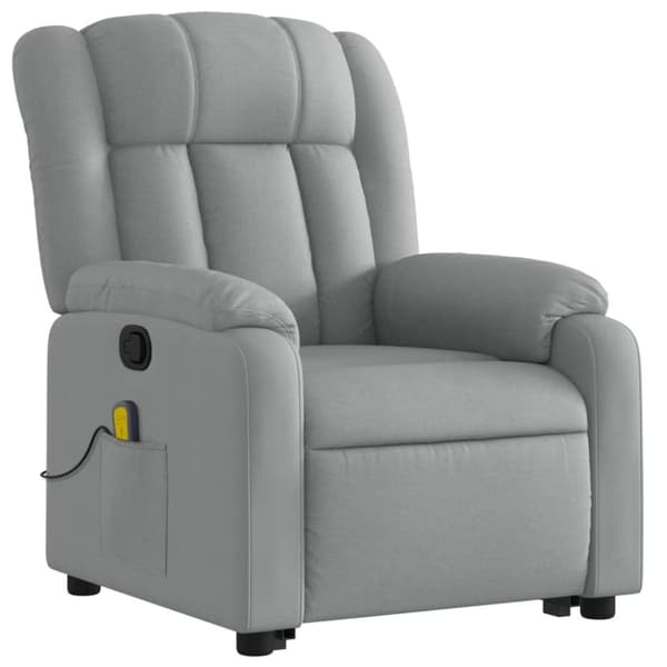 vidaXL Massagefåtölj med uppresningshjälp ljusgrå tyg
