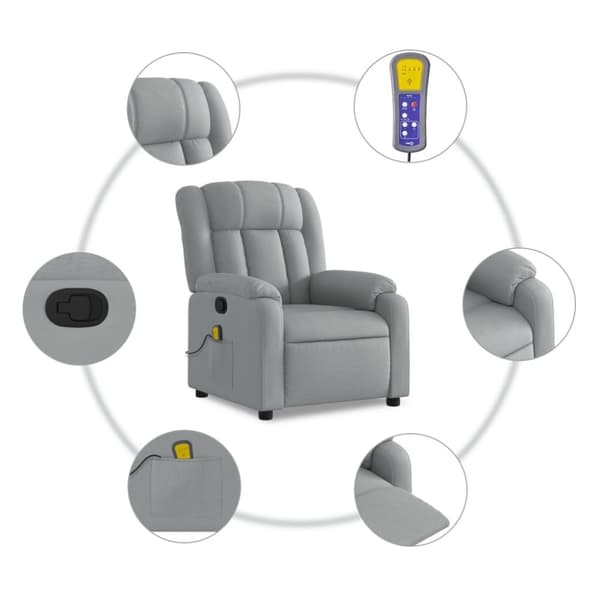 vidaXL Massagefåtölj ljusgrå tyg