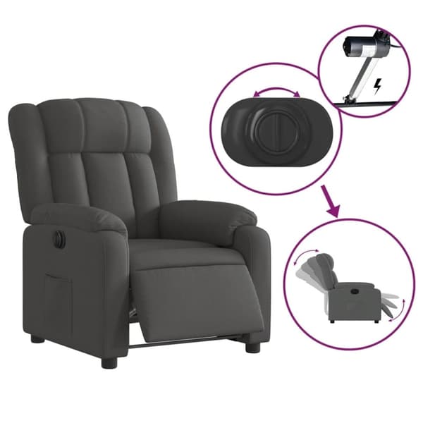 vidaXL Elektrisk reclinerfåtölj mörkgrå tyg