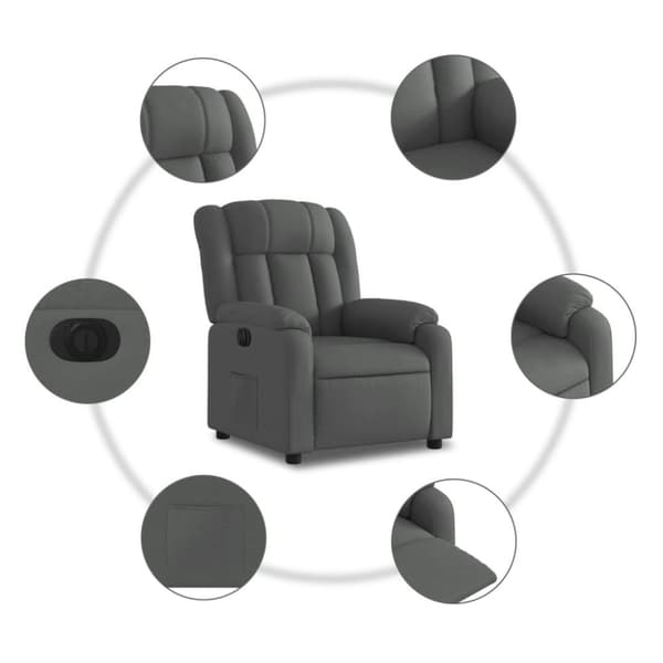 vidaXL Elektrisk reclinerfåtölj mörkgrå tyg