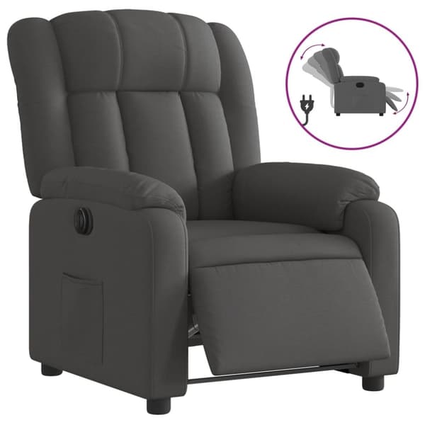 vidaXL Elektrisk reclinerfåtölj mörkgrå tyg