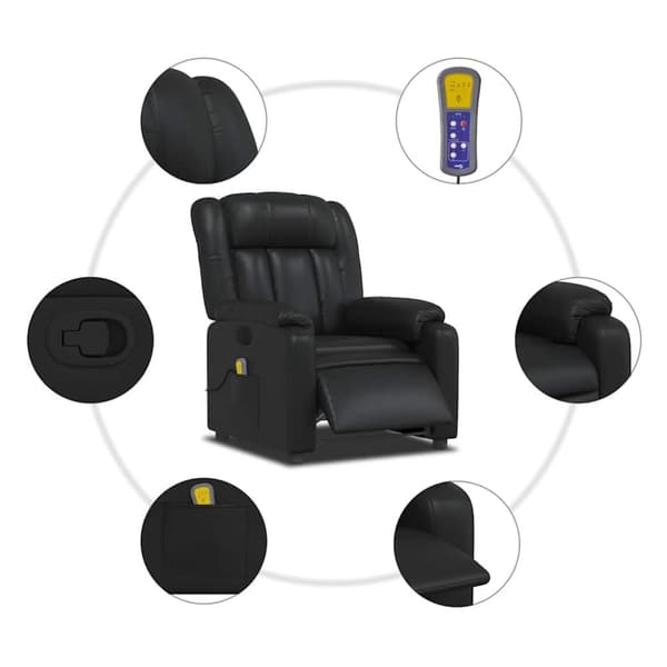 vidaXL Massagefåtölj svart konstläder