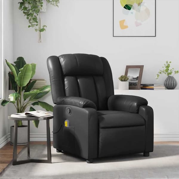 vidaXL Massagefåtölj svart konstläder