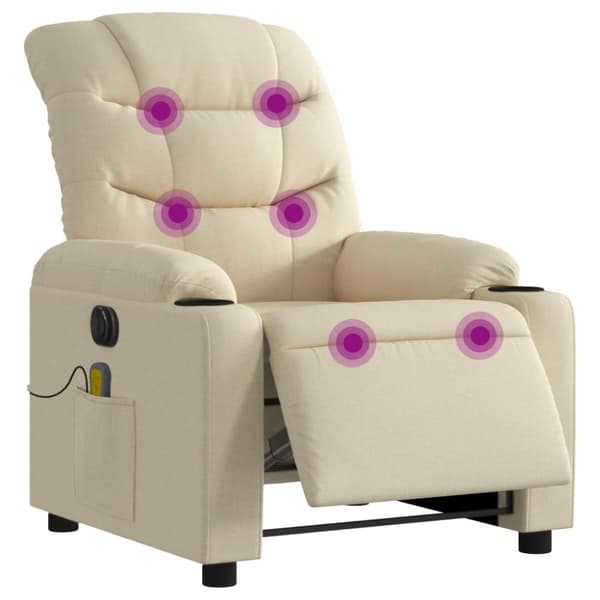 vidaXL eldrevet massagestol stof cremefarvet