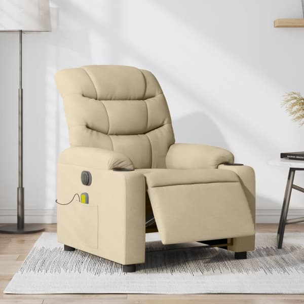 vidaXL eldrevet massagestol stof cremefarvet