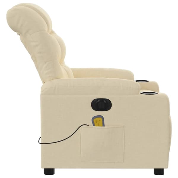 vidaXL Elektrisk massagefåtölj gräddvit tyg