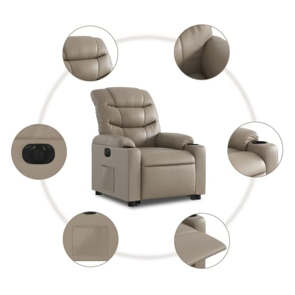 vidaXL Reclinerfåtölj med uppresningshjälp cappuccino konstläder