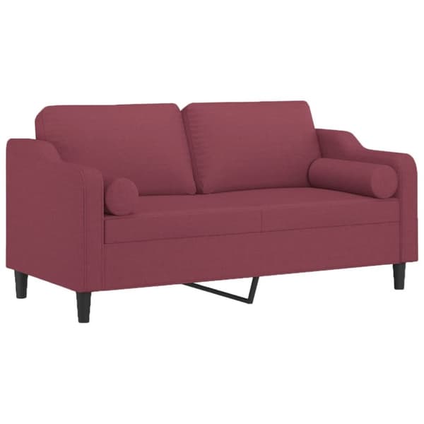 vidaXL 2-sits soffa med prydnadskuddar vinröd 140 cm tyg