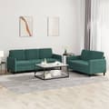 Miniatyrbillede 7 af 7: vidaXL sofasæt 2 dele velour mørkegrøn