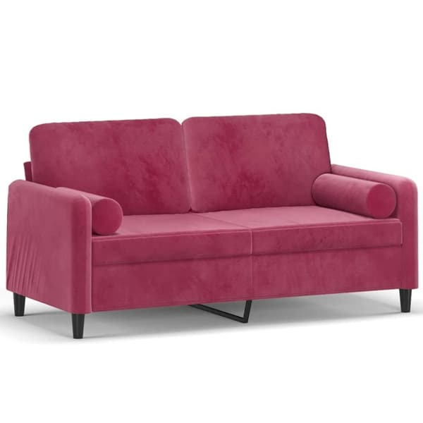 vidaXL 2-personers sofa med pyntepuder 140 cm velour vinrød