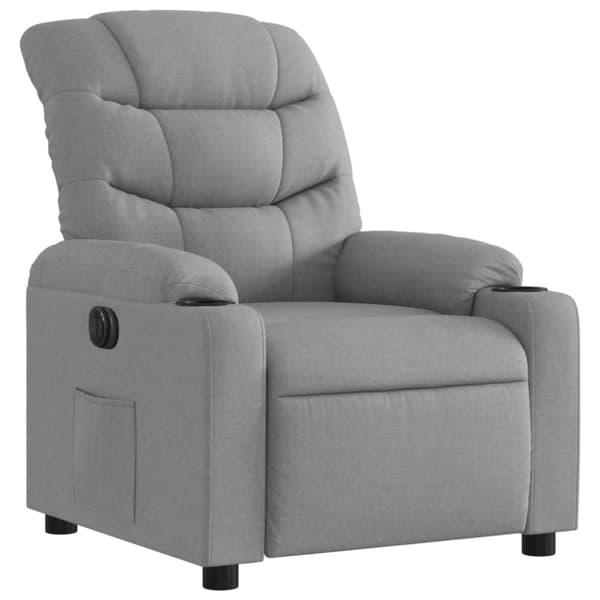vidaXL Elektrisk reclinerfåtölj ljusgrå tyg