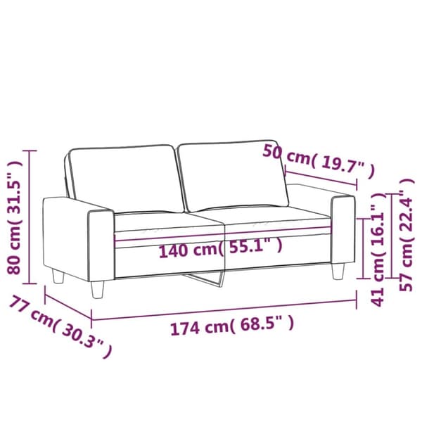 vidaXL 2-sitssoffa ljusgrå 140 cm tyg