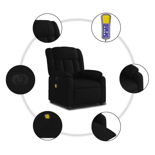 vidaXL elektrisk massagestol med løftefunktion stof sort