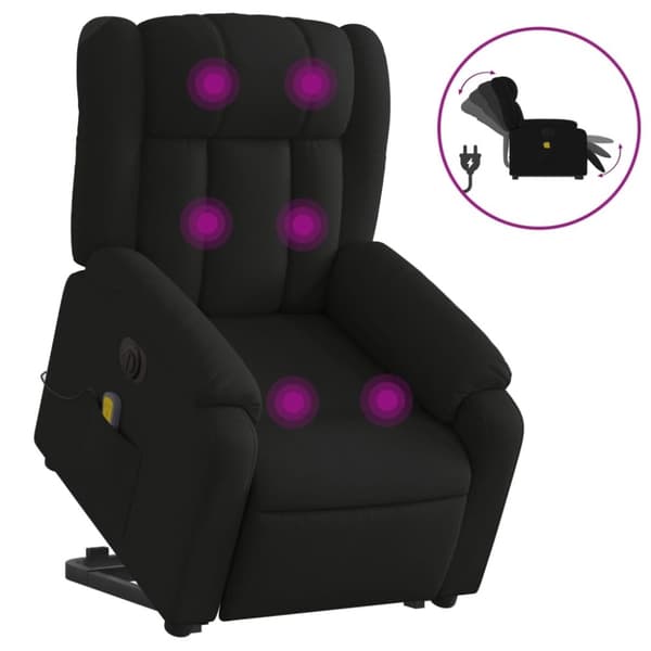 vidaXL elektrisk massagestol med løftefunktion stof sort