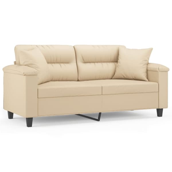 vidaXL 2-sitssoffa med prydnadskuddar gräddvit 140 cm mikrofibertyg