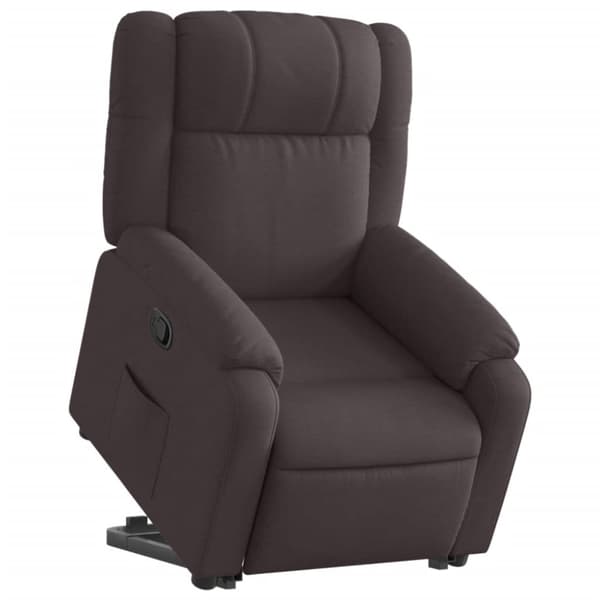 vidaXL Reclinerfåtölj med uppresningshjälp mörkbrun tyg