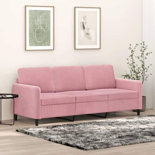 vidaXL 3-personers sofa 180 cm fløjl lyserød