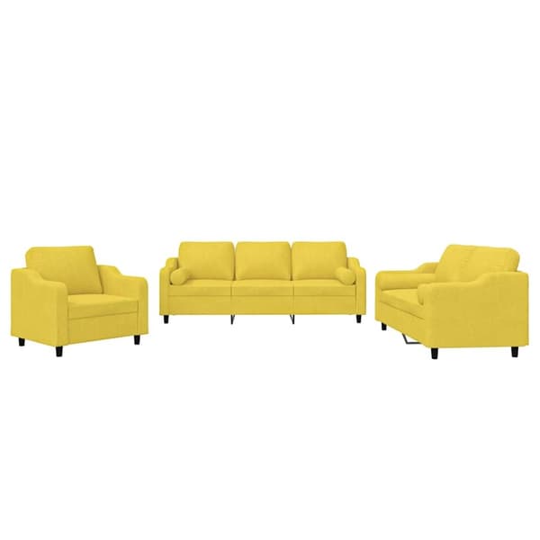 vidaXL sofasæt 3 dele med puder stof lysegul