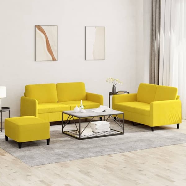 vidaXL sofasæt 3 dele velour gul