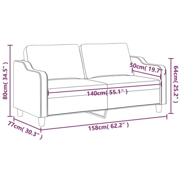 vidaXL 2-personers sofa 140 cm stof lysegul