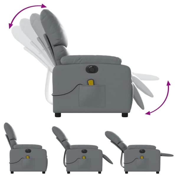 vidaXL Elektrisk massagefåtölj grå konstläder