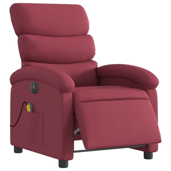 vidaXL Elektrisk massagefåtölj vinröd tyg