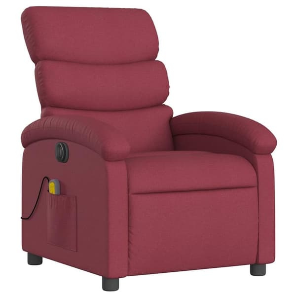 vidaXL Elektrisk massagefåtölj vinröd tyg