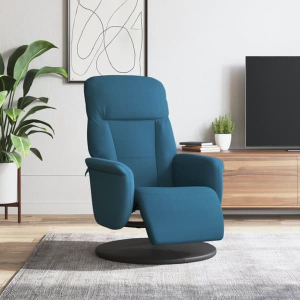 vidaXL Reclinerfåtölj med fotstöd blå sammet