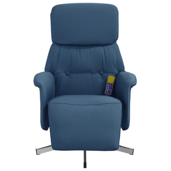 vidaXL Massagefåtölj med fotstöd blå tyg
