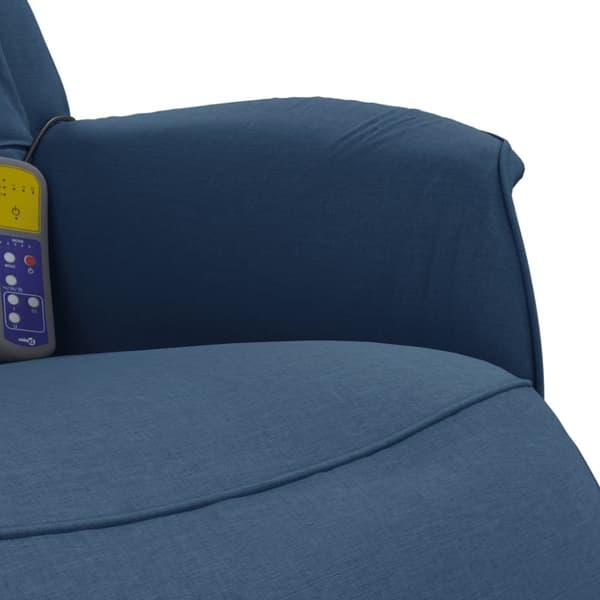 vidaXL Massagefåtölj med fotstöd blå tyg