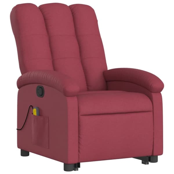 vidaXL Massagefåtölj med uppresningshjälp vinröd tyg