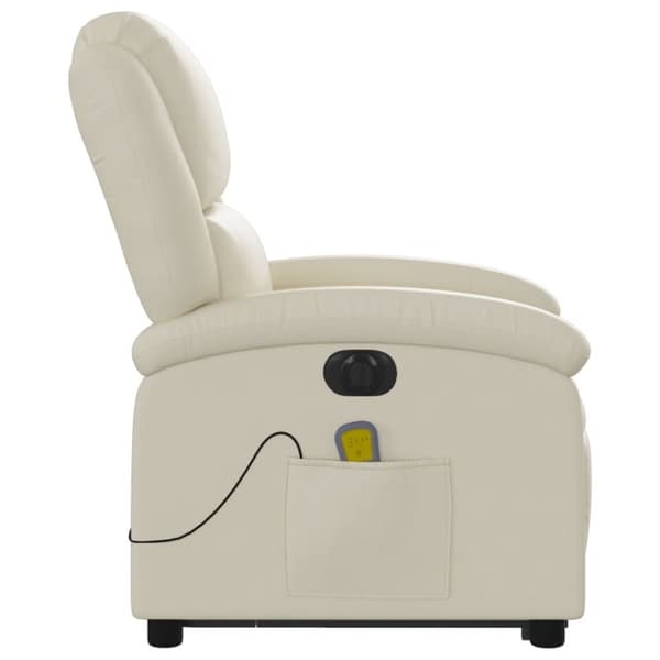 vidaXL Massagefåtölj med uppresningshjälp gräddvit konstläder