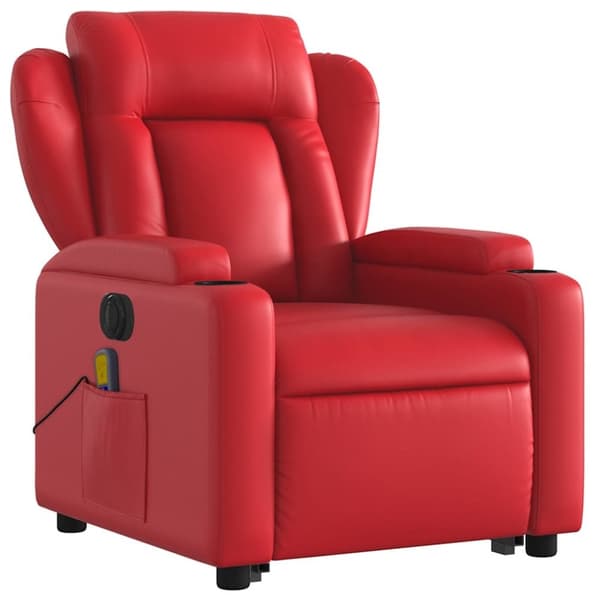 vidaXL Massagefåtölj med uppresningshjälp röd konstläder