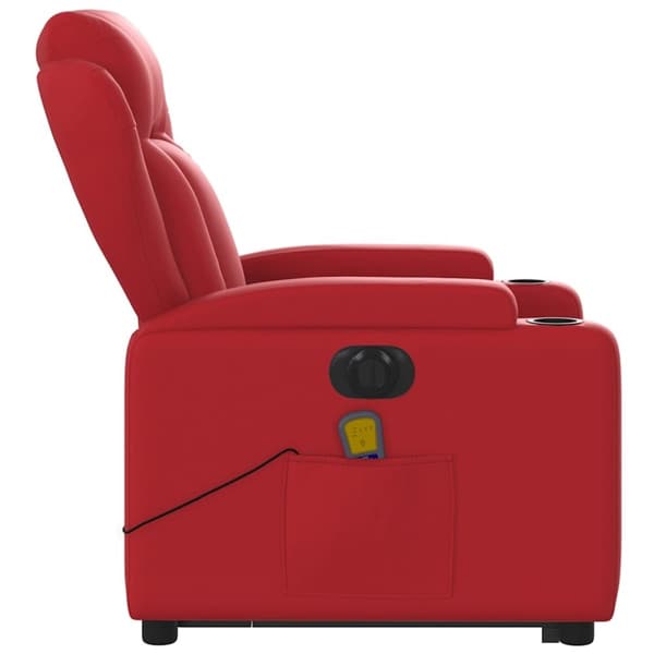 vidaXL Massagefåtölj med uppresningshjälp röd konstläder
