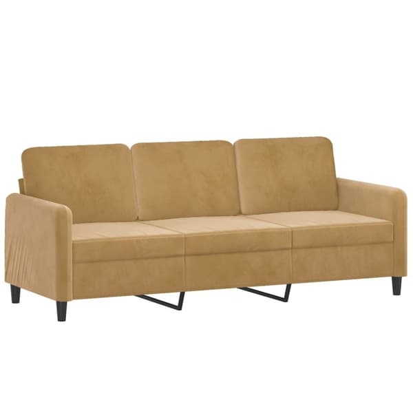 vidaXL 3-sitssoffa med prydnadskuddar brun 180 cm sammet